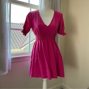 ZARA’S Elastic Waist Linen Blend Dress